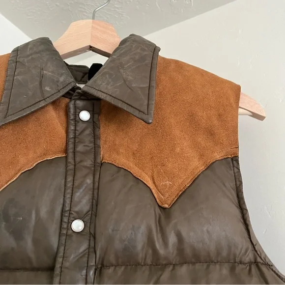 Vintage 80s Woolrich pearl snap button goose down vest - Picture 2 of 6